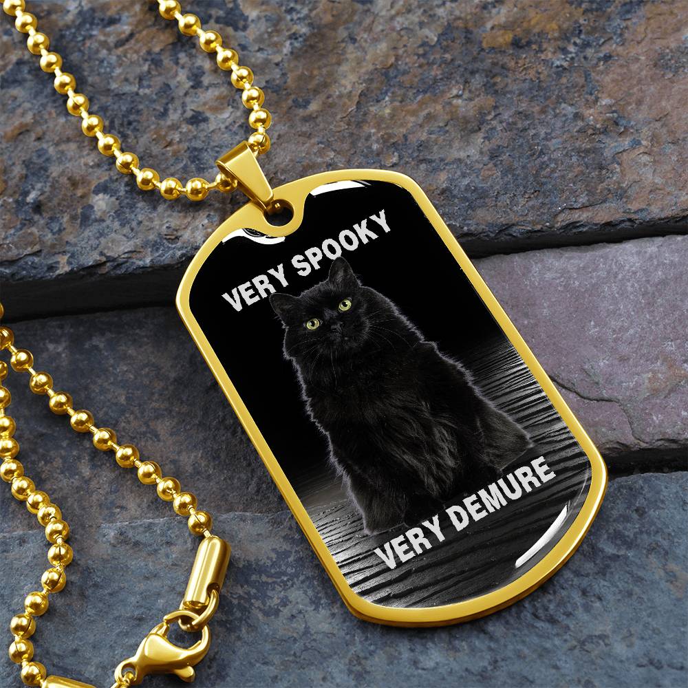 Spooky Demure Black Cat Necklace