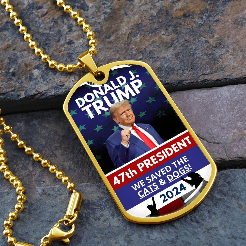 Donald Trump 47th President Dog Tag Necklace