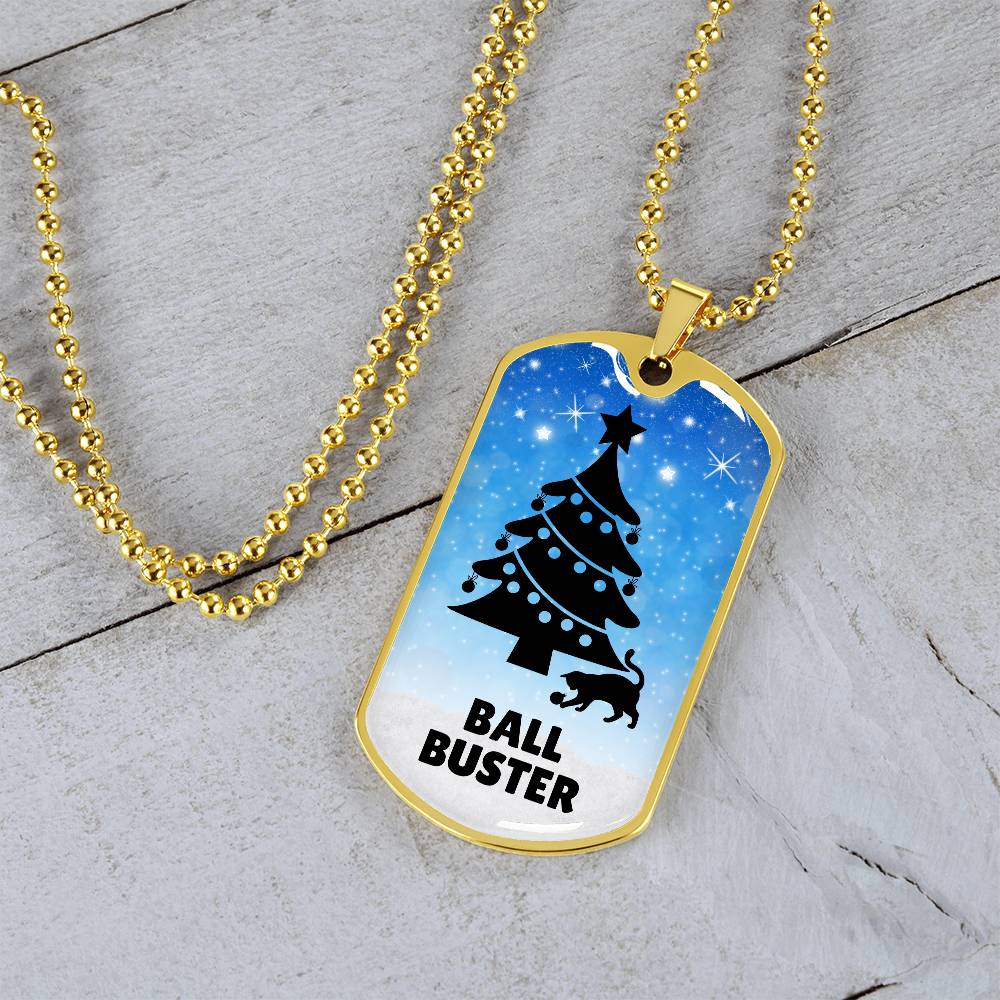 Christmas Ball Buster Dog Tag Necklace