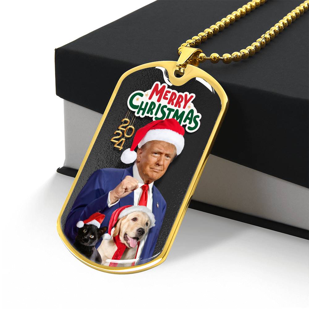 Merry Christmas from Trump Dog Tag Necklace