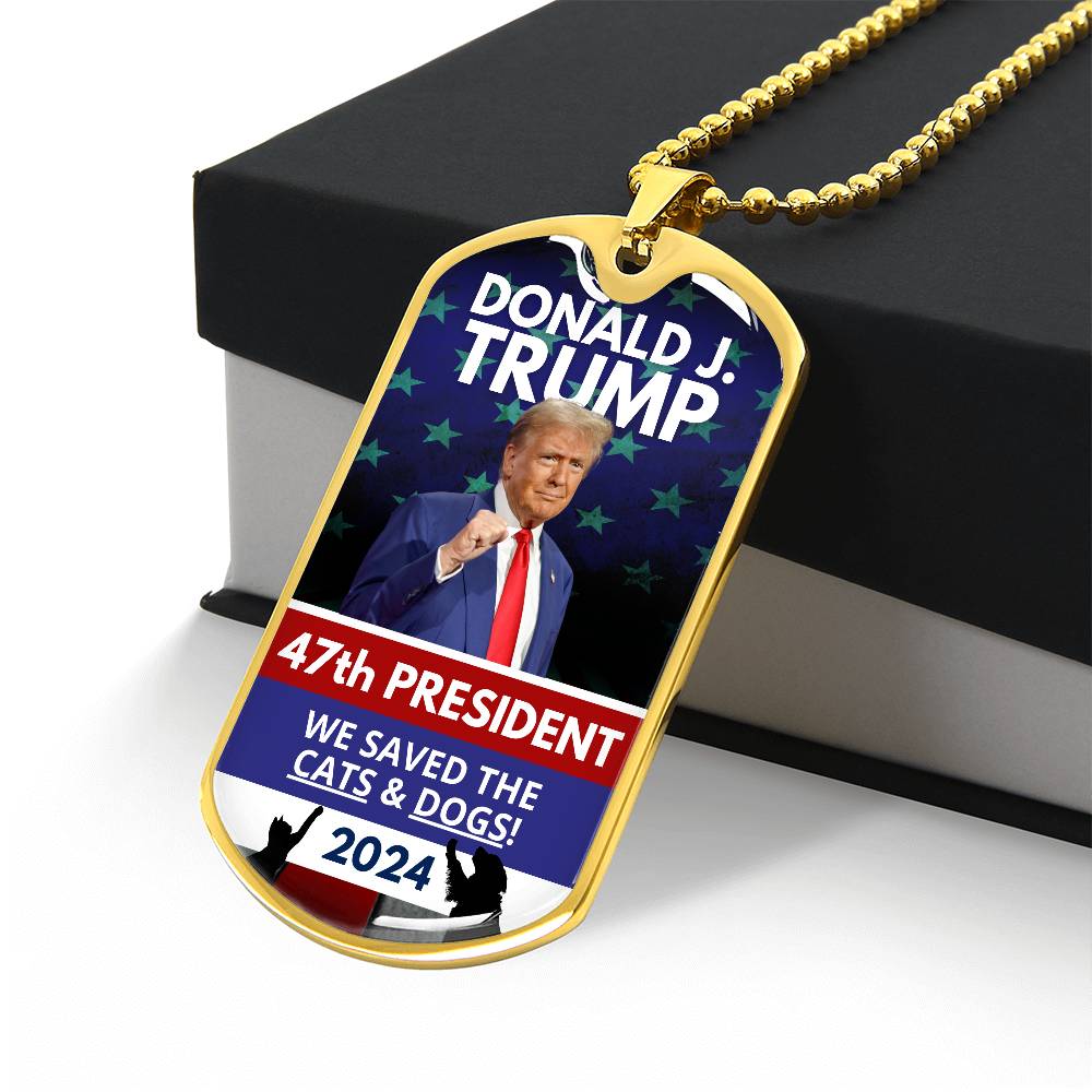 Donald Trump 47th President Dog Tag Necklace