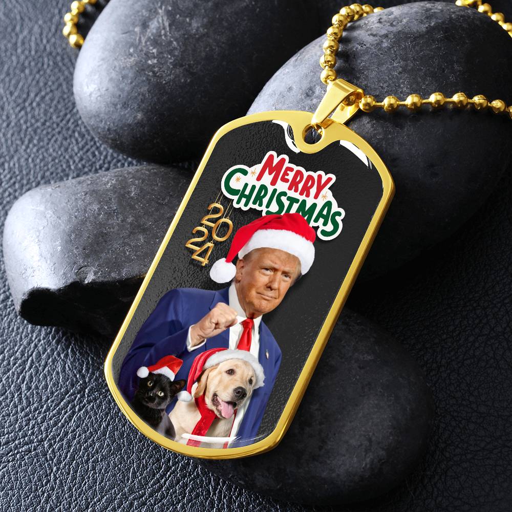 Merry Christmas from Trump Dog Tag Necklace