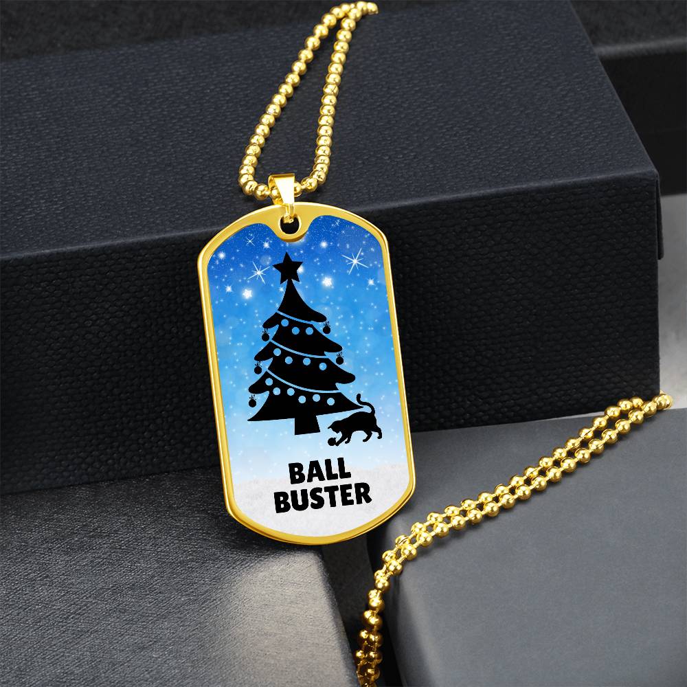 Christmas Ball Buster Dog Tag Necklace