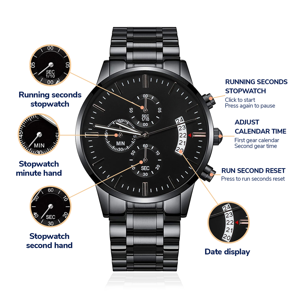 Empower, Embrace, Educate - Epilepsy Awareness Black Chronograph Watch