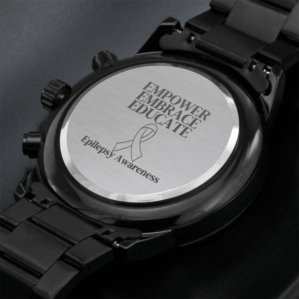 Empower, Embrace, Educate - Epilepsy Awareness Black Chronograph Watch