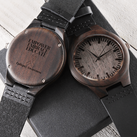 Empower, Embrace, Educate - Epilepsy Awareness Wooden Watch