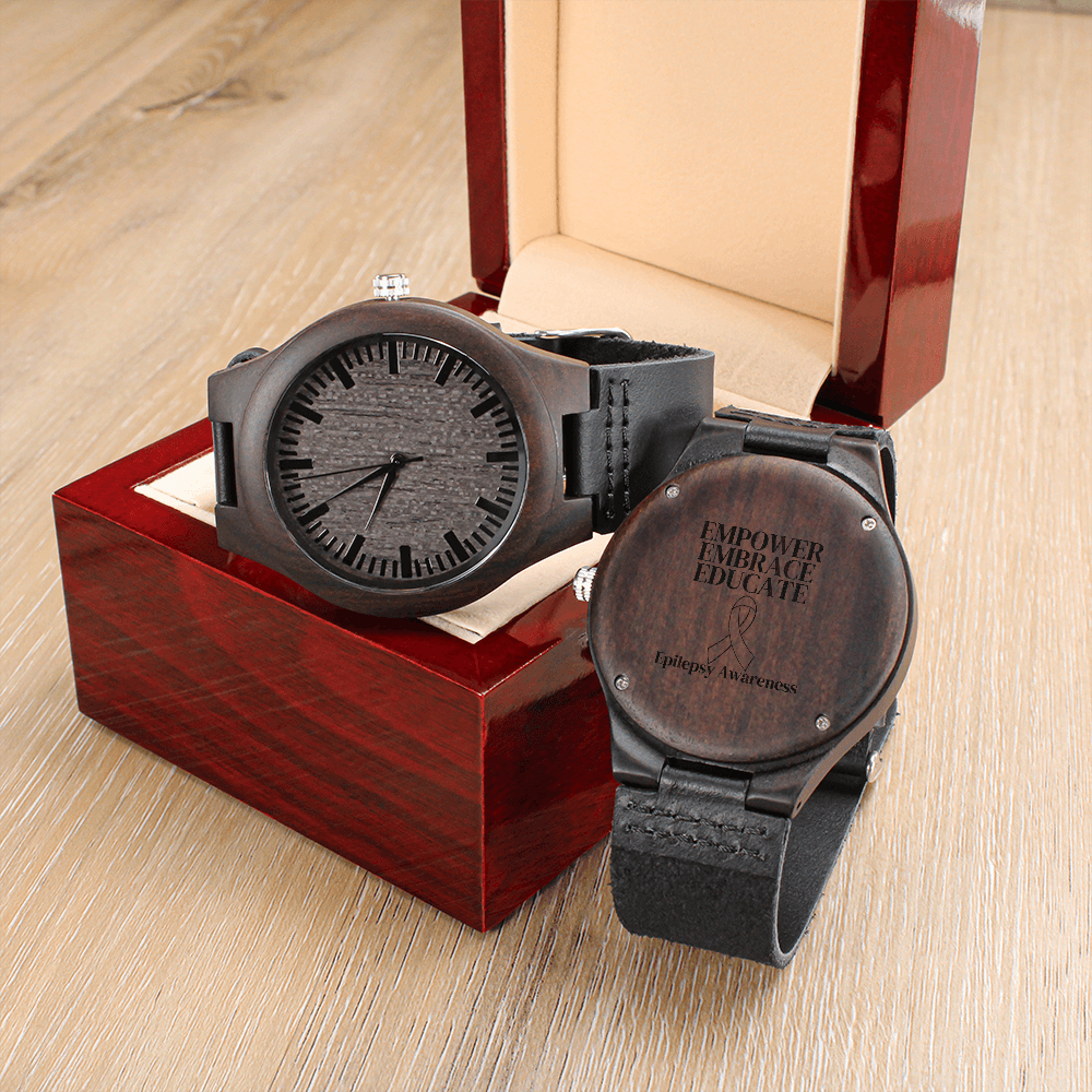 Empower, Embrace, Educate - Epilepsy Awareness Wooden Watch