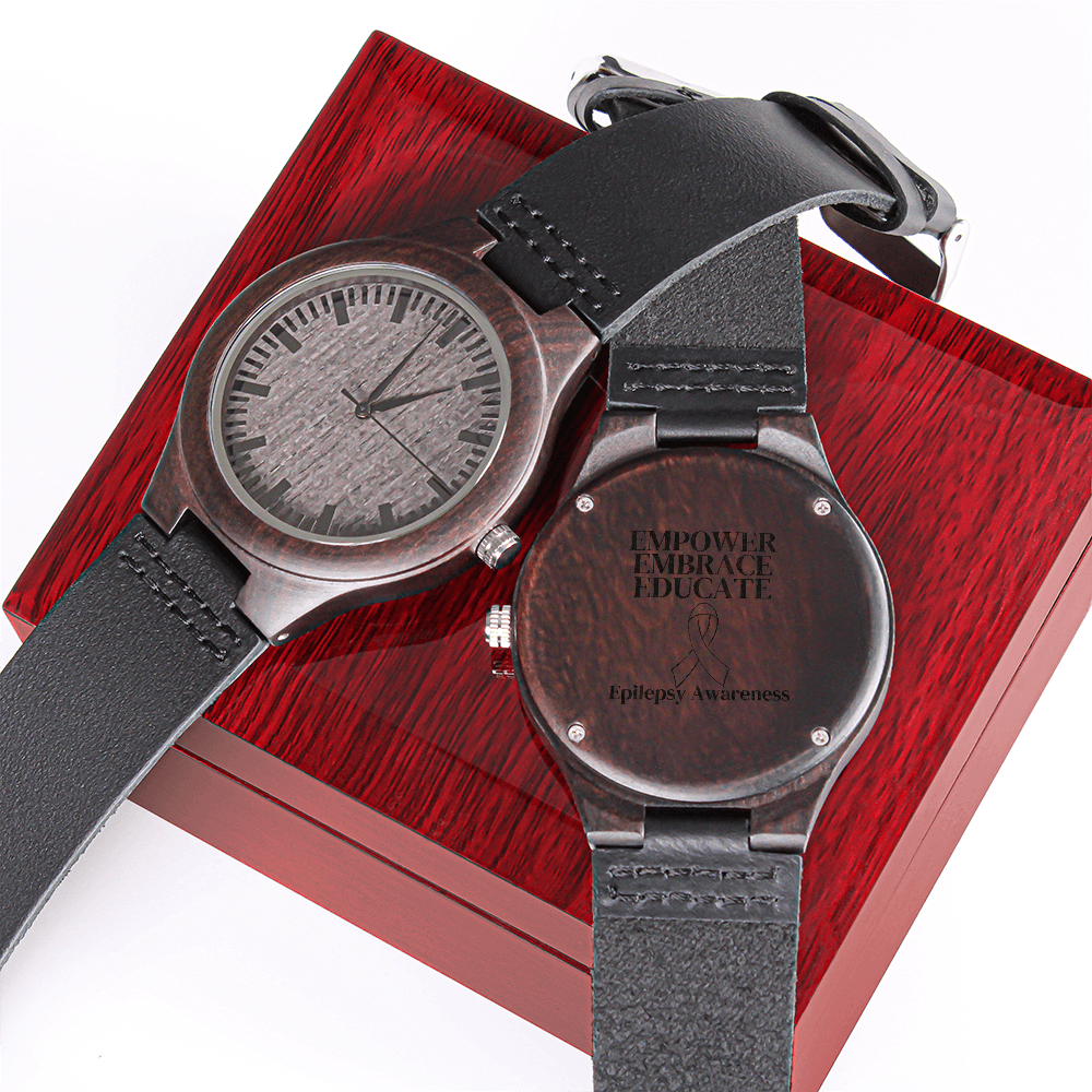 Empower, Embrace, Educate - Epilepsy Awareness Wooden Watch