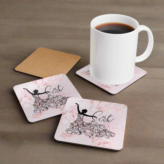 Beautiful Cat Lady Corkwood Coaster Set - Home Decor - EpiAl's Shop