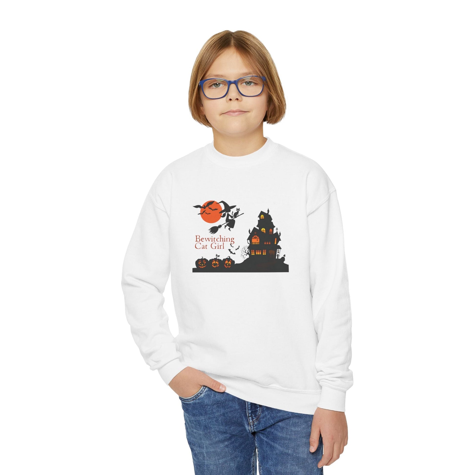 Bewitching Cat Girl Youth Crewneck Sweatshirt - Kids clothes - EpiAl's Shop