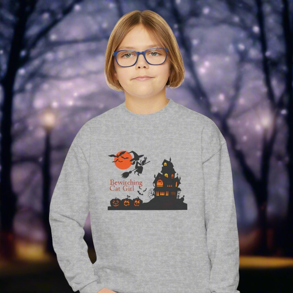 Bewitching Cat Girl Youth Crewneck Sweatshirt - Kids clothes - EpiAl's Shop