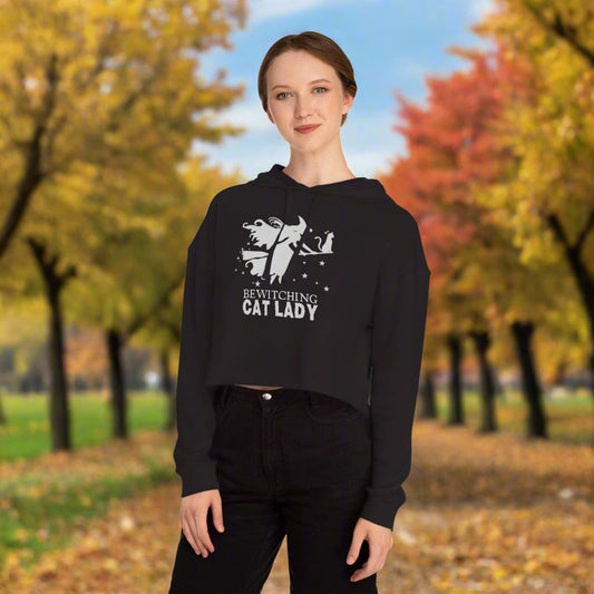 Bewitching Cat Lady Cropped Hooded Sweatshirt - Hoodie - EpiAl's Shop