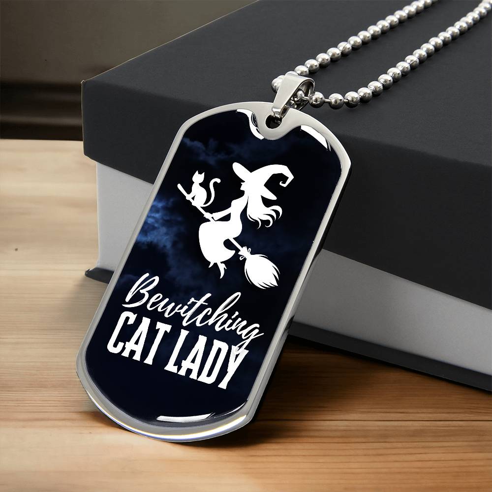 Bewitching Cat Lady Dog Tag Necklace - Jewelry - Epileptic Al’s Shop