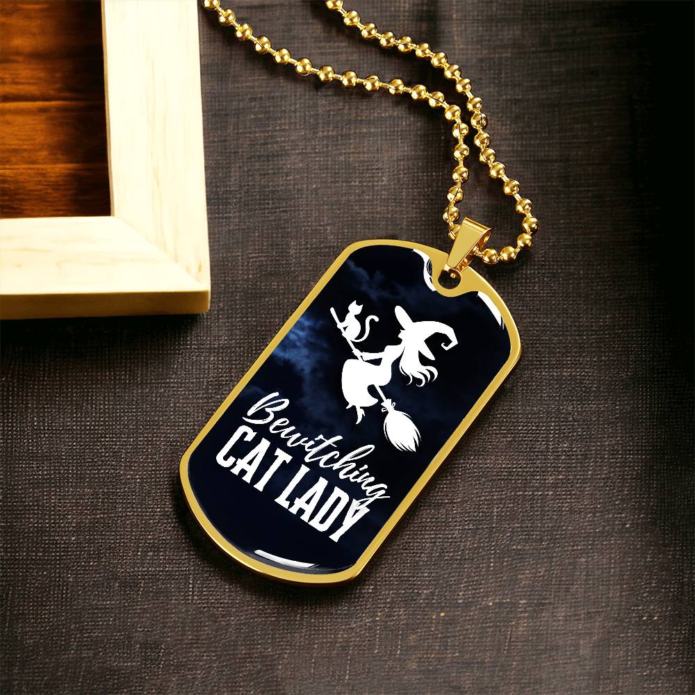 Bewitching Cat Lady Dog Tag Necklace - Jewelry - Epileptic Al’s Shop