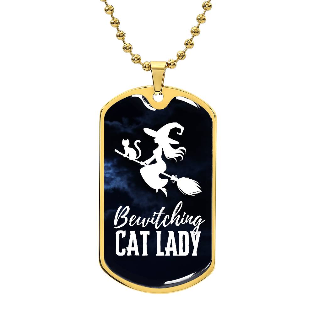 Bewitching Cat Lady Dog Tag Necklace - Jewelry - Epileptic Al’s Shop