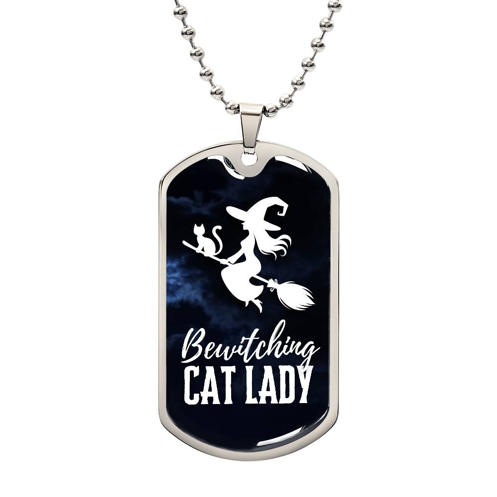 Bewitching Cat Lady Dog Tag Necklace - Jewelry - Epileptic Al’s Shop