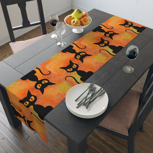 Black Cat on Orange Table Runner - Home Decor - EpiAl's Shop