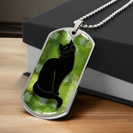 Black Cat on Stained Glass Necklace - Jewelry - Epileptic Al’s Shop