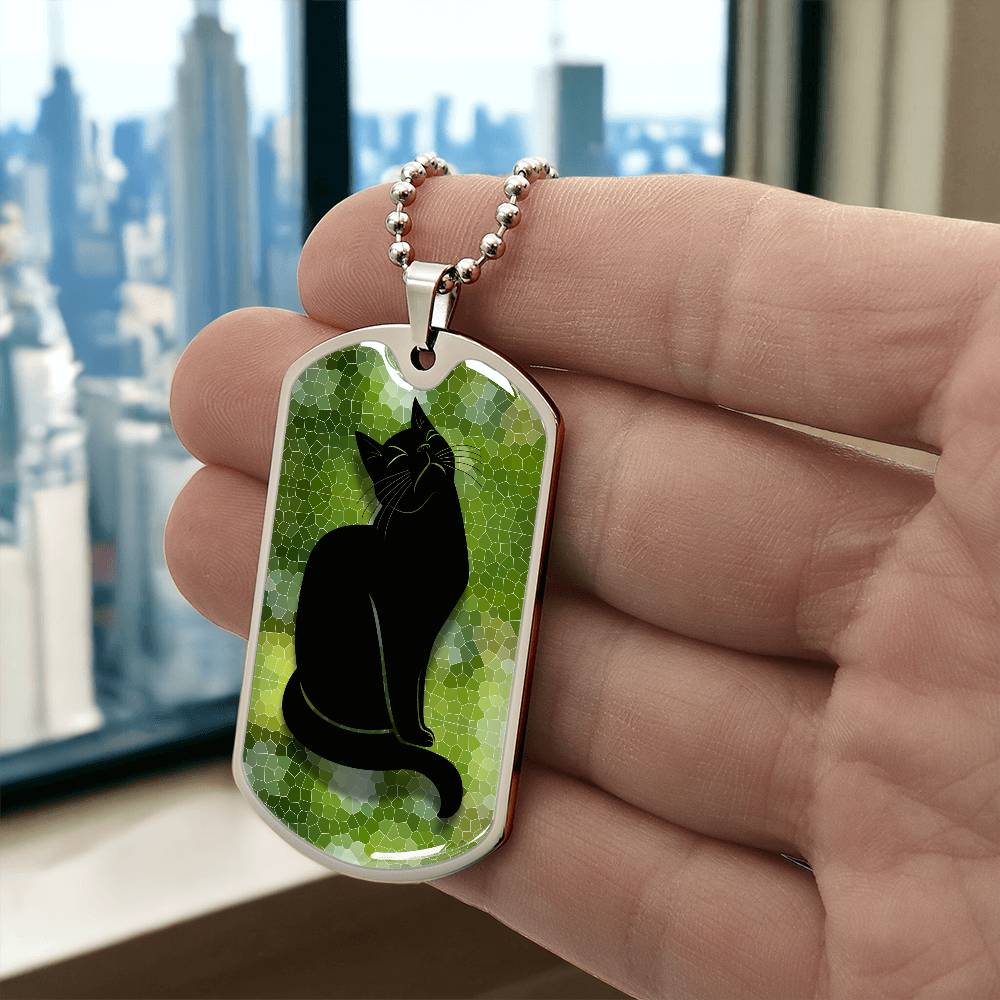 Black Cat on Stained Glass Necklace - Jewelry - Epileptic Al’s Shop