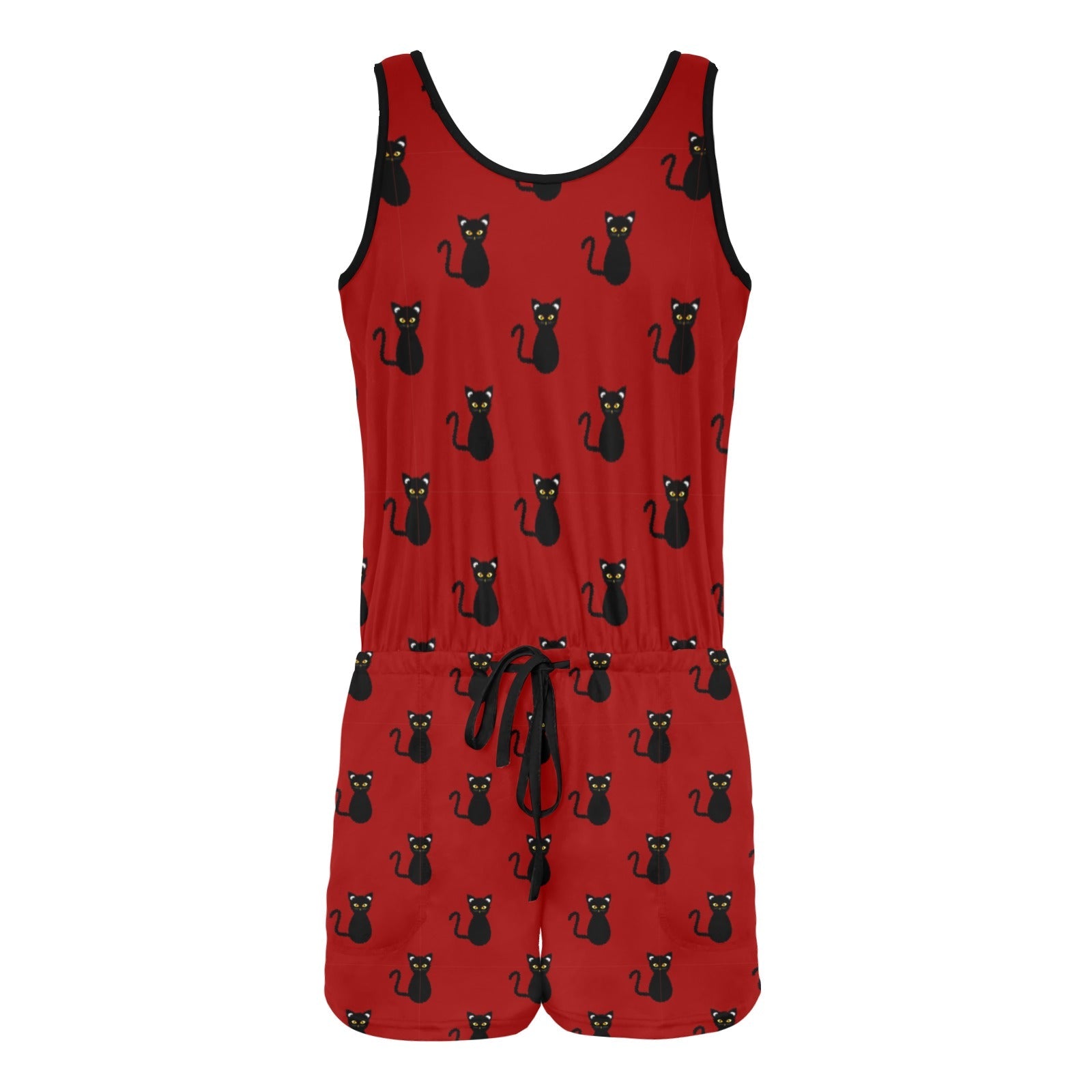 Black Cats Vest Short Jumpsuit (Sets 15) - Clothing - Epileptic Al’s Shop