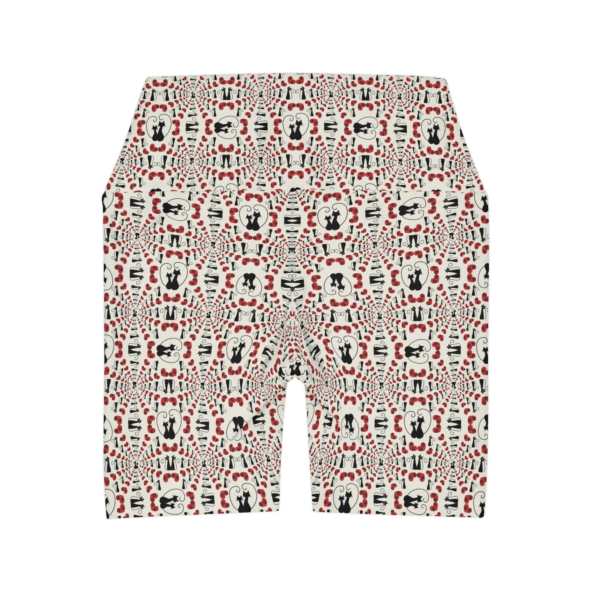 Black Kitties High Waisted Yoga Shorts - All Over Prints - Epileptic Al’s Shop