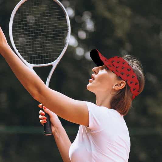 Black Kitties on Crimson Sports Visor - Hats - Epileptic Al’s Shop