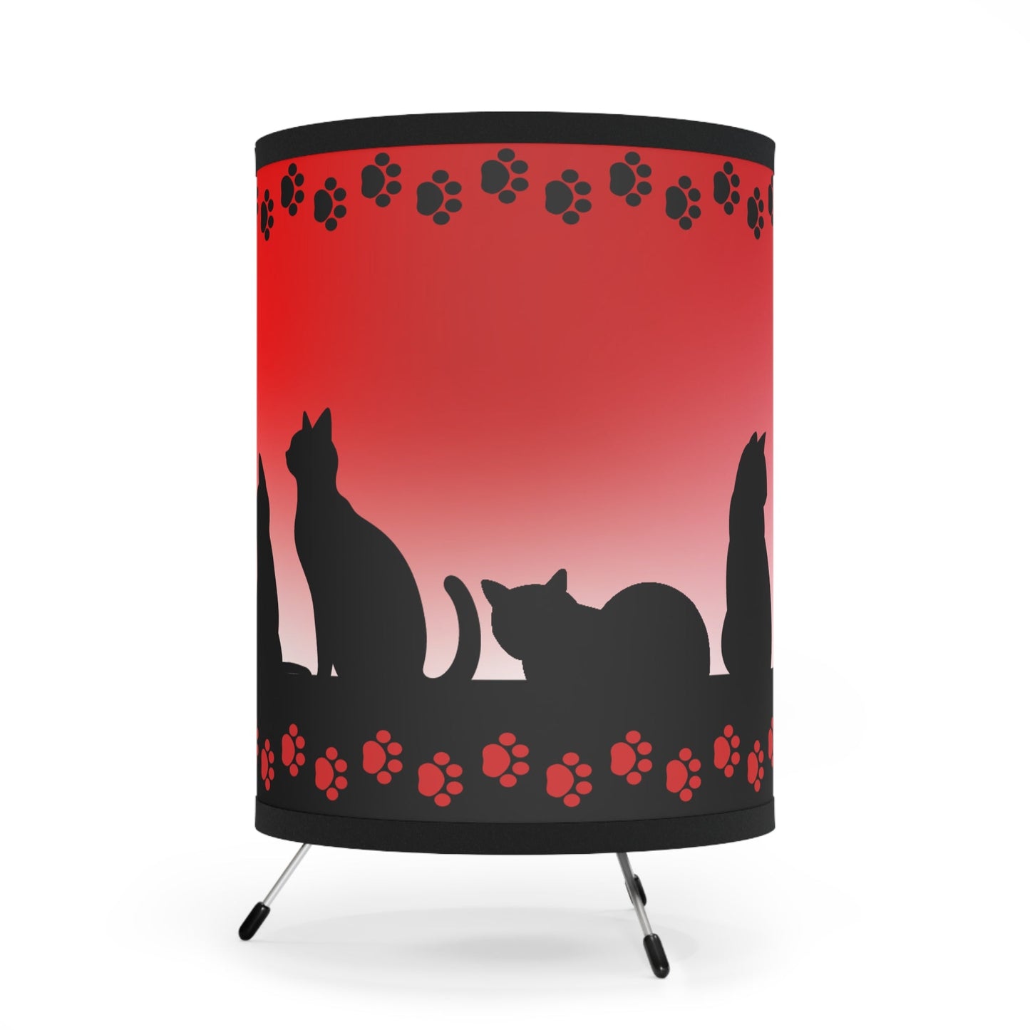 Black Kitties on Red Tripod Lamp with High - Res Printed Shade, US\CA plug - Home Decor - EpiAl's Shop