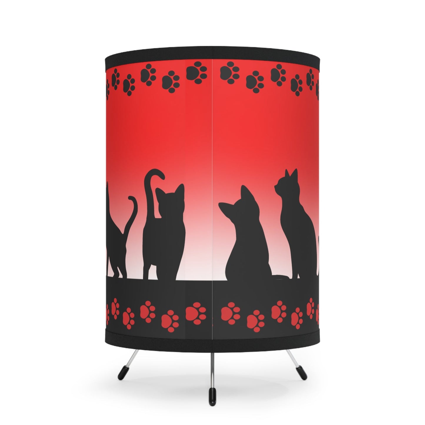 Black Kitties on Red Tripod Lamp with High - Res Printed Shade, US\CA plug - Home Decor - EpiAl's Shop