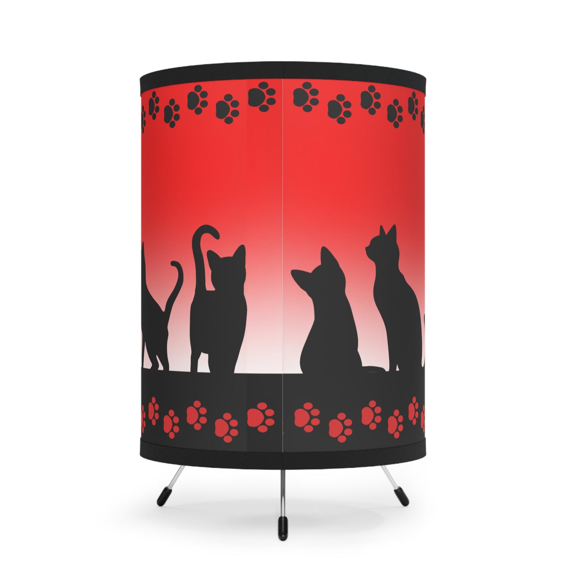 Black Kitties on Red Tripod Lamp with High - Res Printed Shade, US\CA plug - Home Decor - EpiAl's Shop