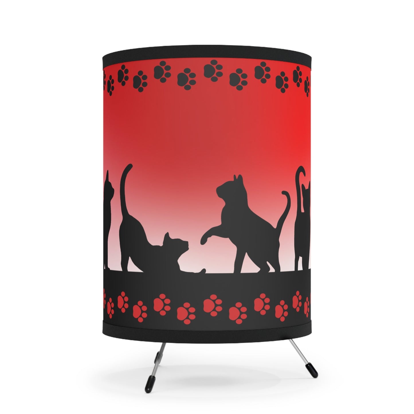 Black Kitties on Red Tripod Lamp with High - Res Printed Shade, US\CA plug - Home Decor - EpiAl's Shop