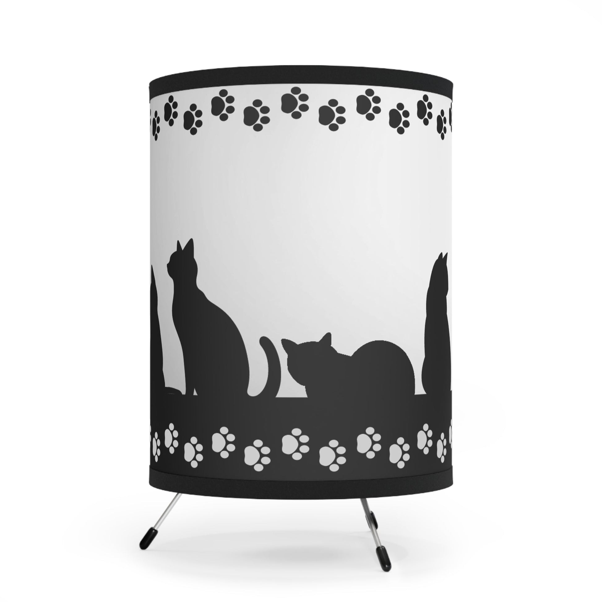 Black Kitties on Silver Tripod Lamp with High - Res Printed Shade, US\CA plug - Home Decor - EpiAl's Shop