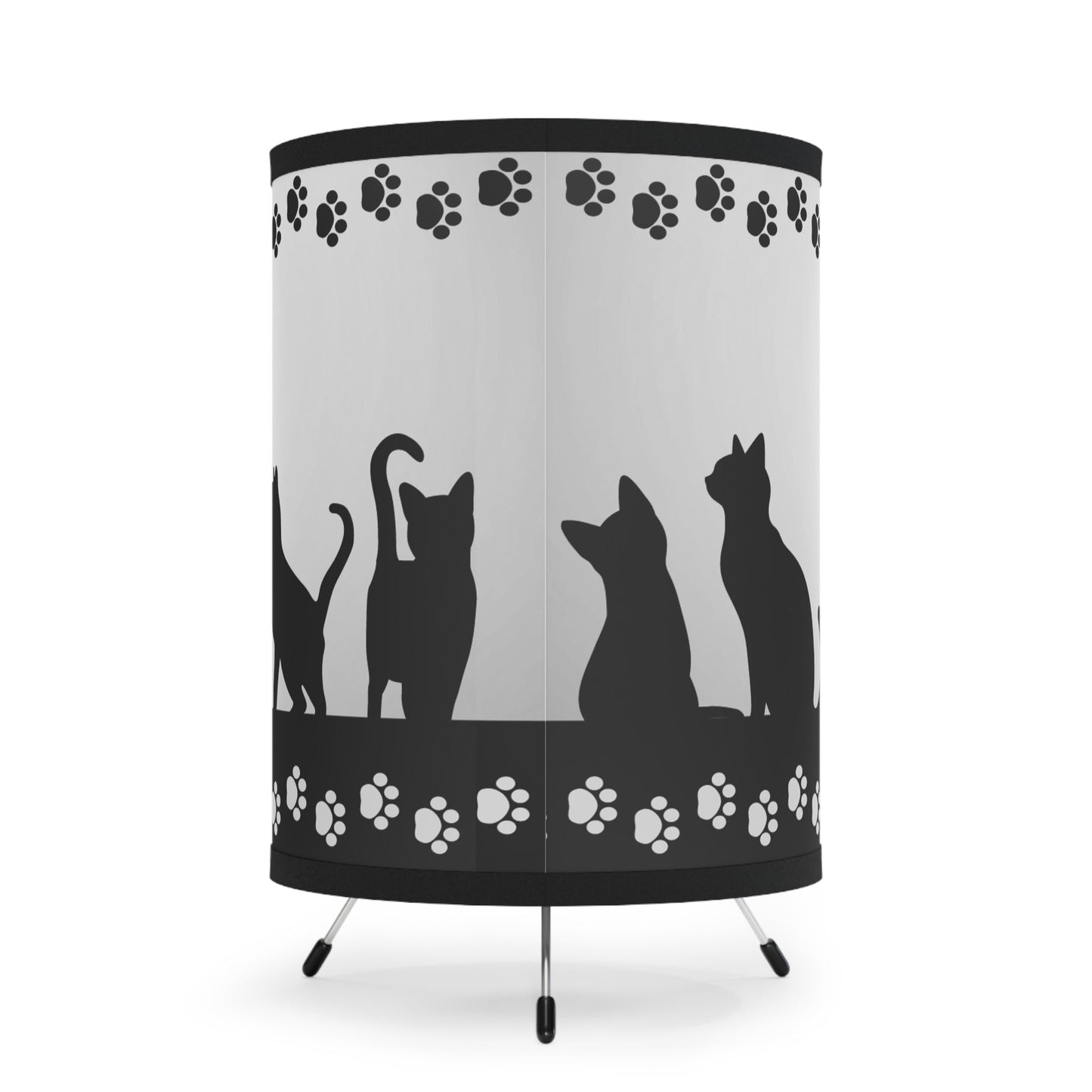 Black Kitties on Silver Tripod Lamp with High - Res Printed Shade, US\CA plug - Home Decor - EpiAl's Shop