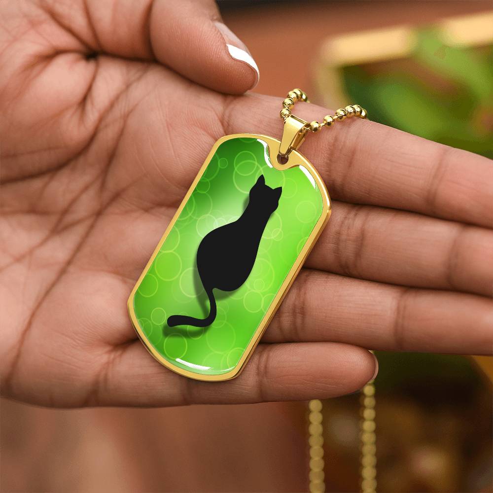 Black Kitty on Green Necklace - Jewelry - Epileptic Al’s Shop