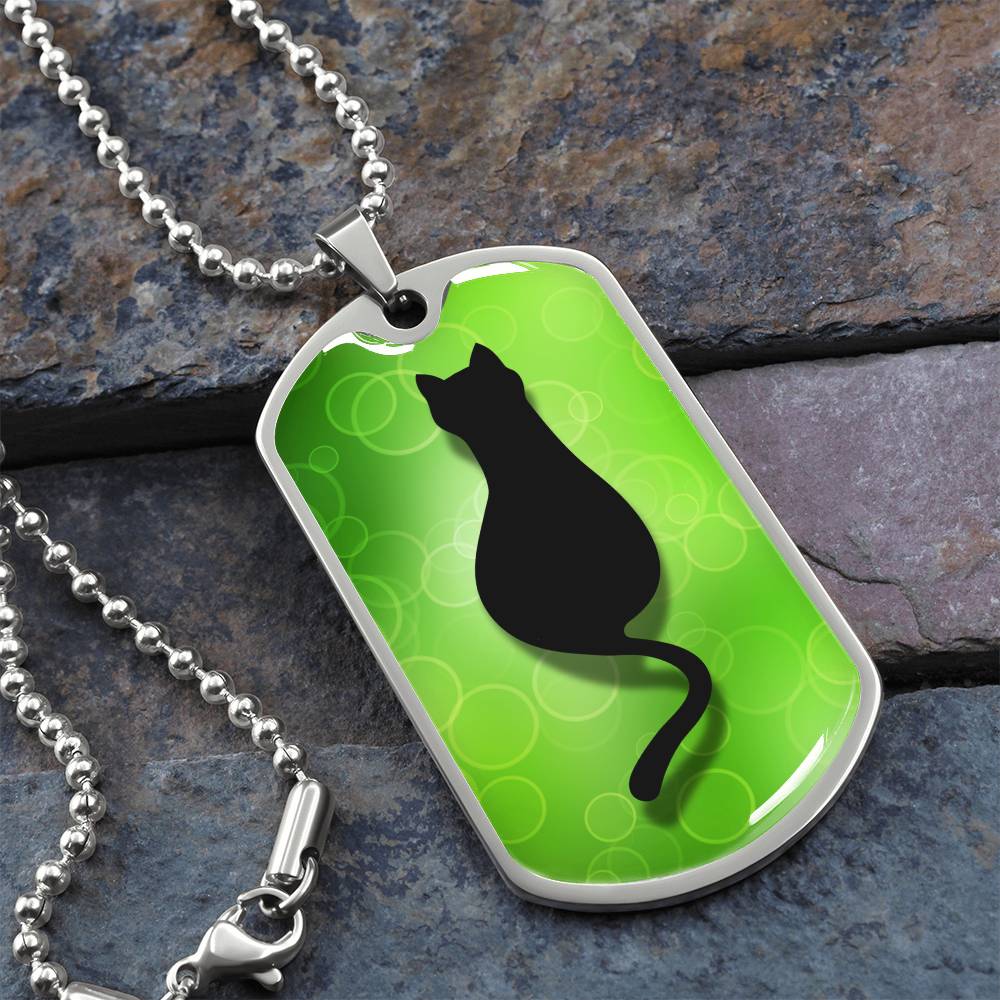 Black Kitty on Green Necklace - Jewelry - Epileptic Al’s Shop