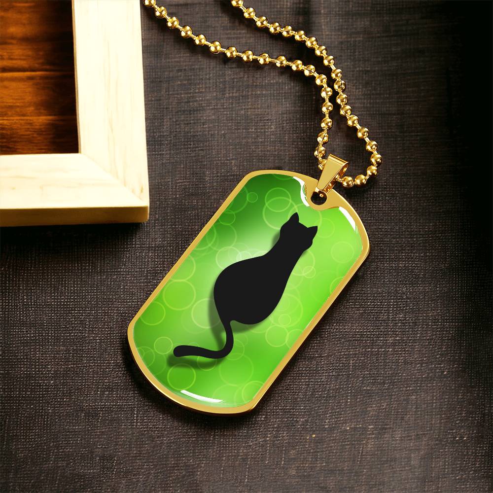 Black Kitty on Green Necklace - Jewelry - Epileptic Al’s Shop