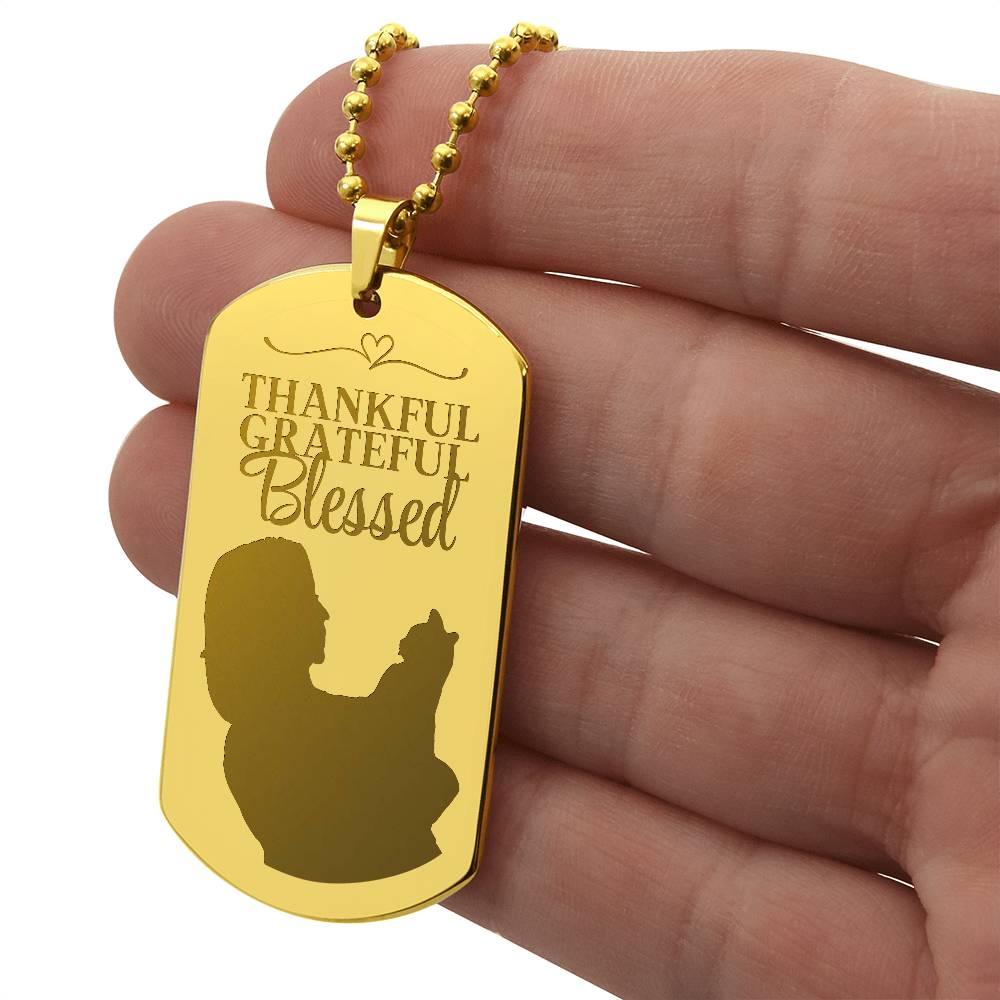 Blessed Cat Lady Engraved Dog Tag Necklace - Jewelry - Epileptic Al’s Shop