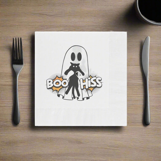 Boo Hiss White Coined Napkins - Home Decor - Epileptic Al’s Shop