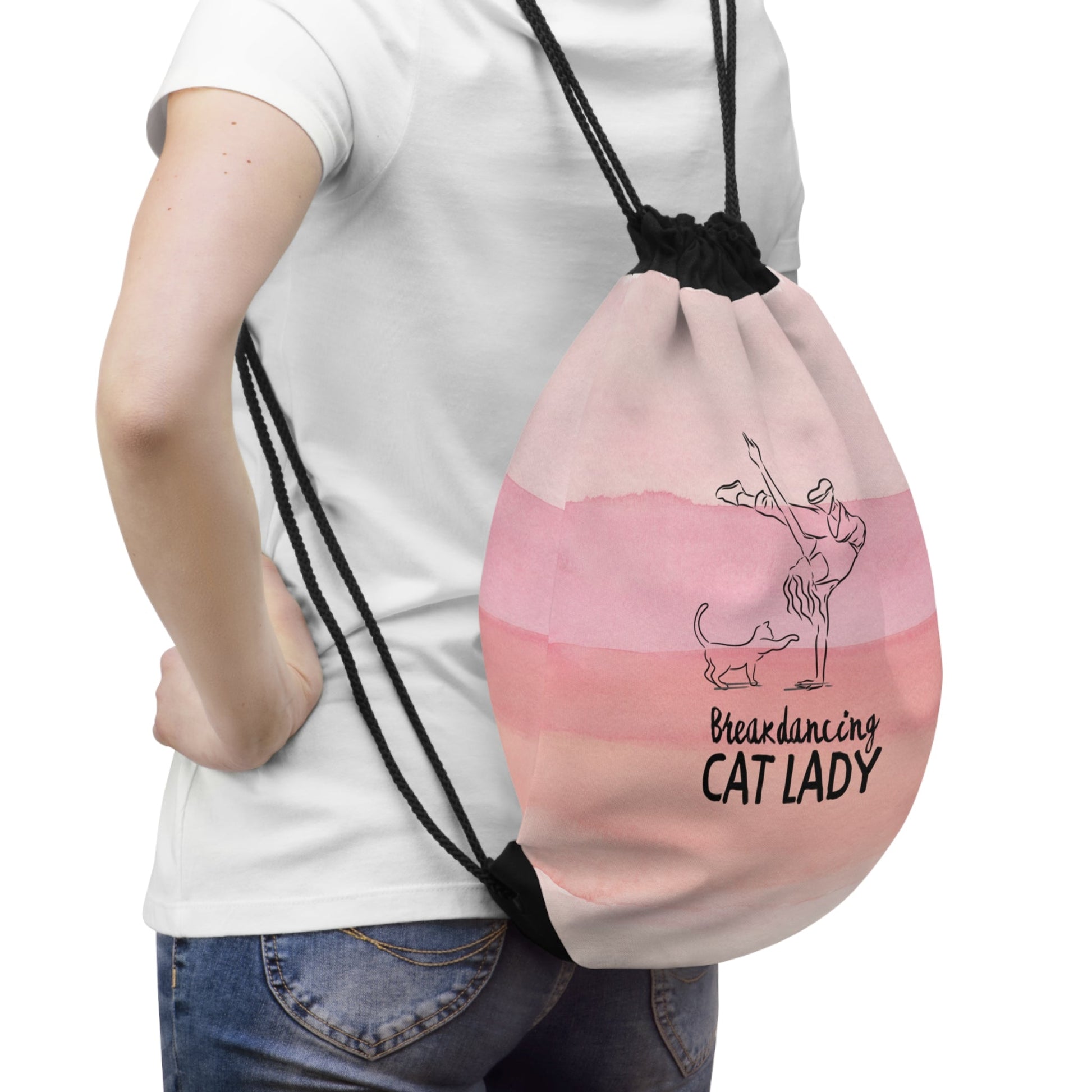 Breakdancing Cat Lady Drawstring Bag - Bags - EpiAl's Shop