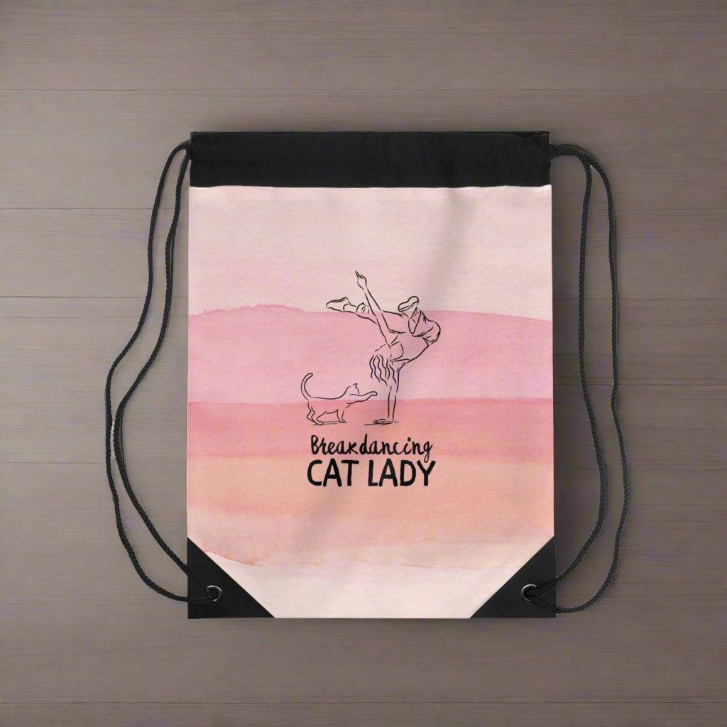 Breakdancing Cat Lady Drawstring Bag - Bags - EpiAl's Shop