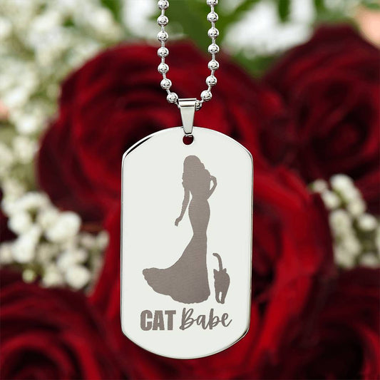 Cat Babe Engraved Dog Tag Necklace - Jewelry - Epileptic Al’s Shop
