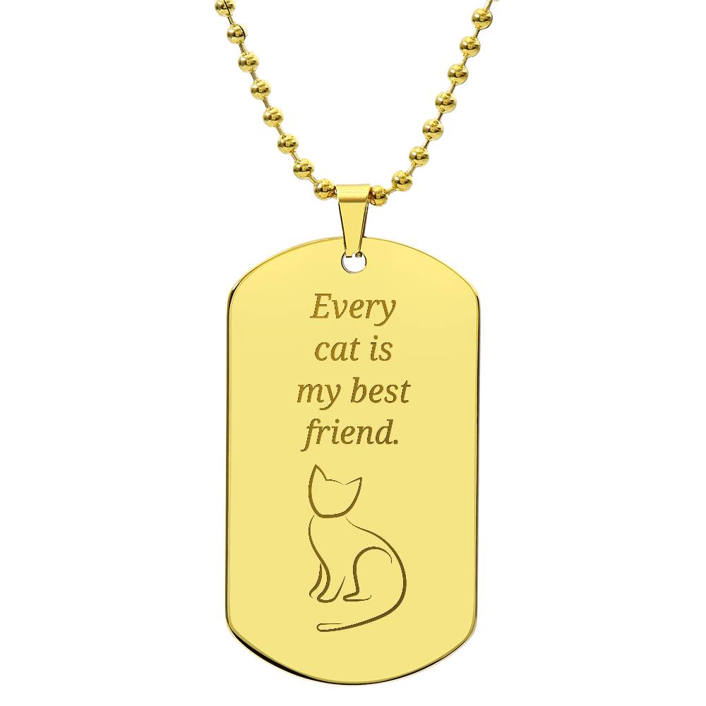 Cat Best Friend Engraved Dog Tag Necklace - Jewelry - Epileptic Al’s Shop