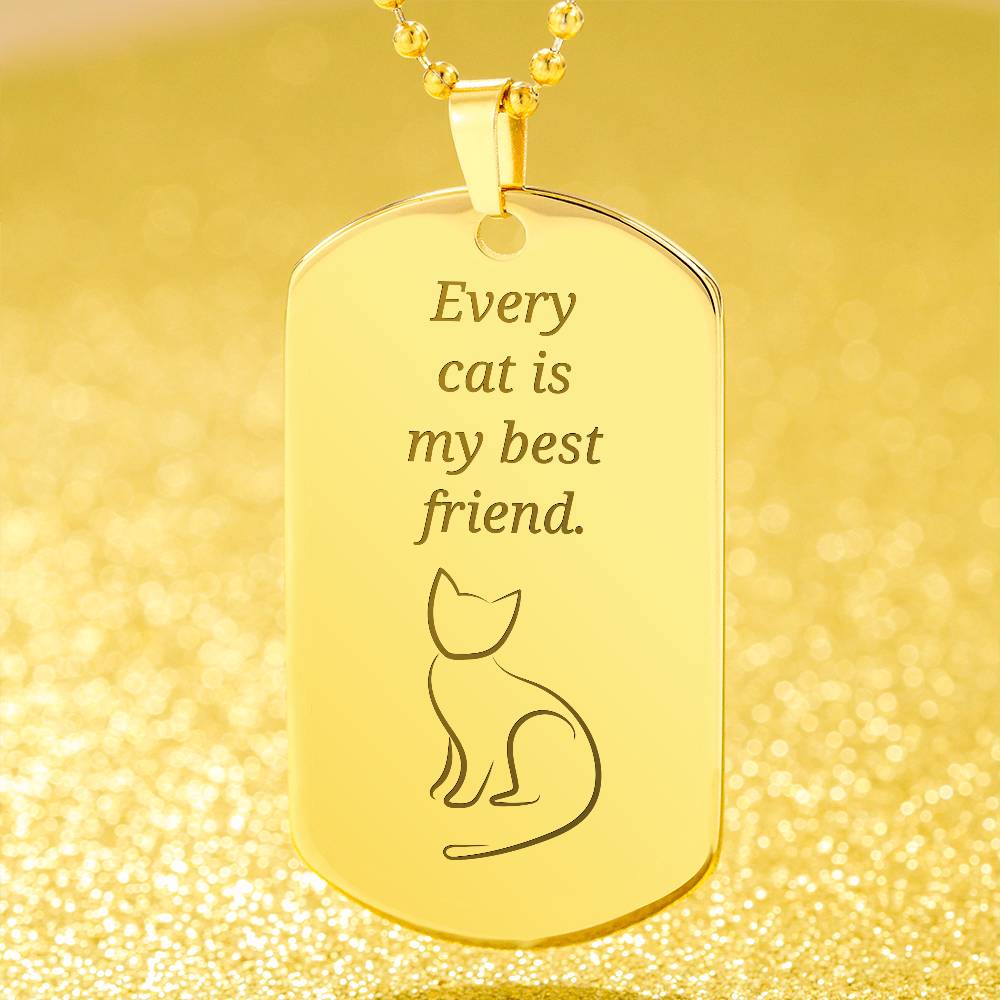 Cat Best Friend Engraved Dog Tag Necklace - Jewelry - Epileptic Al’s Shop