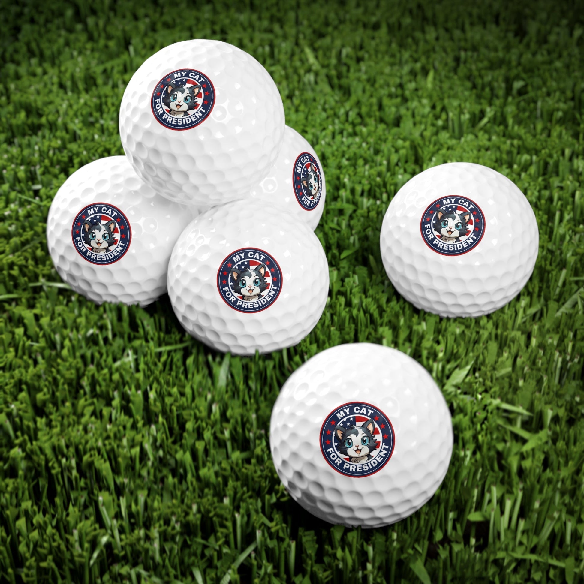 Cat for Prez Golf Balls, 6pcs - Accessories - Epileptic Al’s Shop