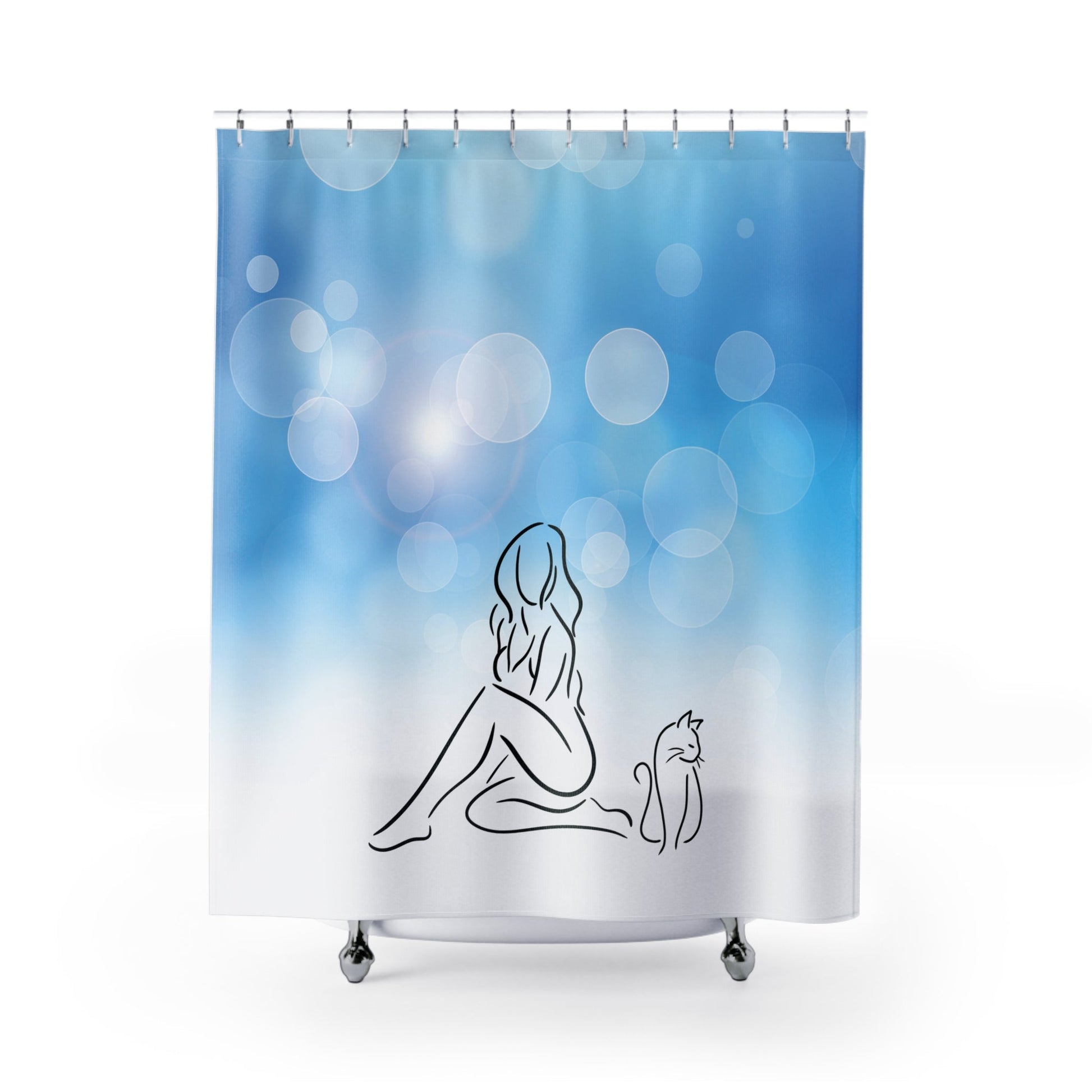 Cat Lady Blue & White Shower Curtains - Home Decor - EpiAl's Shop