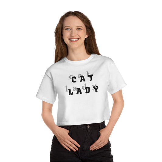 Cat Lady Champion Women's Heritage Cropped T - Shirt - T - Shirt - Epileptic Al’s Shop