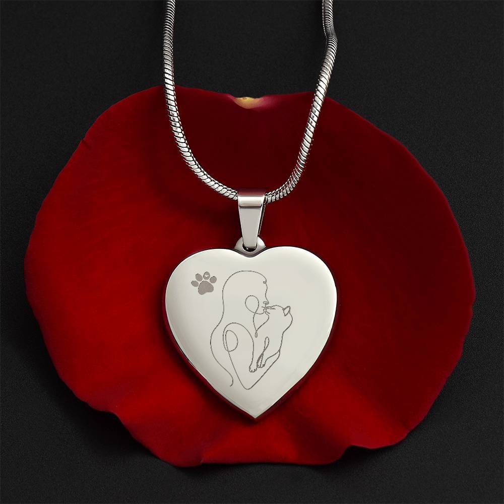 Cat Lady Engraved Heart Necklace - Jewelry - Epileptic Al’s Shop