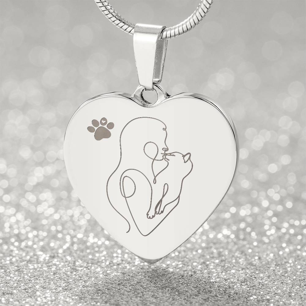 Cat Lady Engraved Heart Necklace - Jewelry - Epileptic Al’s Shop