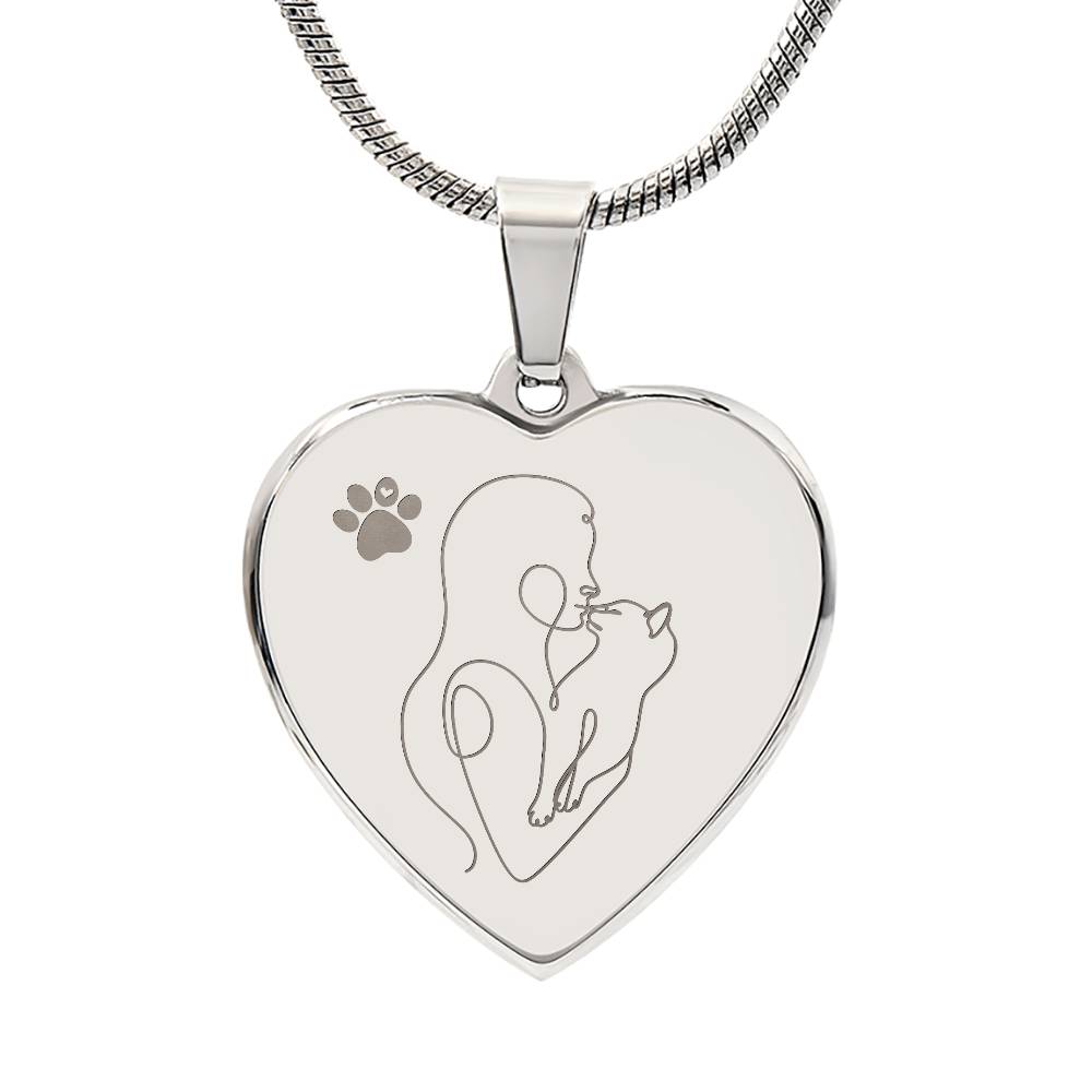 Cat Lady Engraved Heart Necklace - Jewelry - Epileptic Al’s Shop