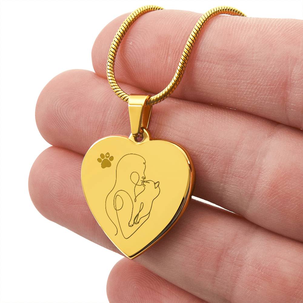 Cat Lady Engraved Heart Necklace - Jewelry - Epileptic Al’s Shop