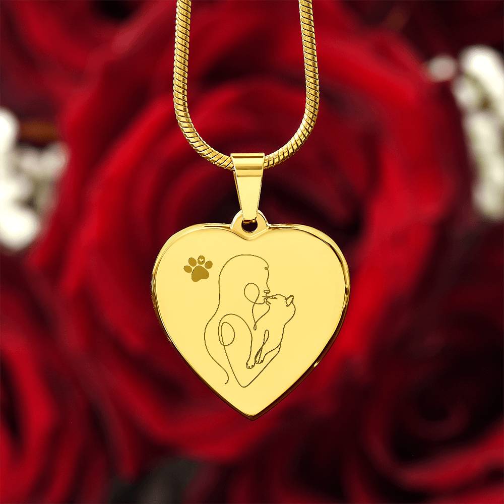 Cat Lady Engraved Heart Necklace - Jewelry - Epileptic Al’s Shop